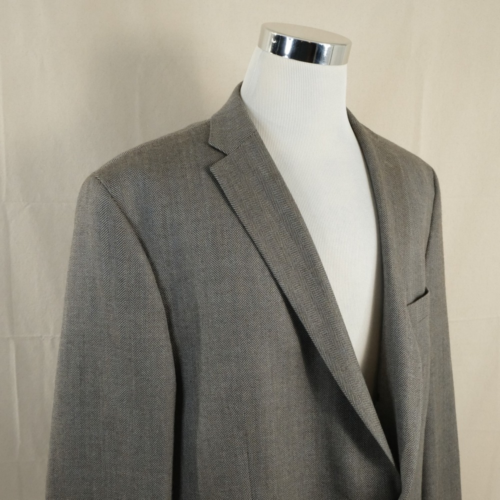 Michael Kors 46L Sport Coat 100% Wool Brown Herringbone Two Button Lined Vented